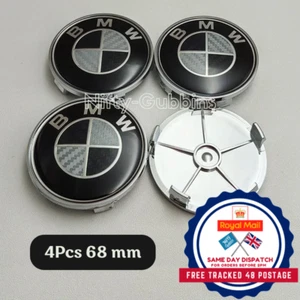 4Pcs 68mm Carbon Fibre Alloy Wheel Centre Hub Caps For B-M-W Series 1 - 7 /X /Z - Picture 1 of 2