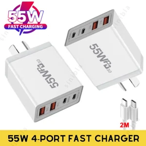 55W 4 Port USB-C PD Type-C Fast Charging Wall Plug USB C Charger Power Adapter - Picture 1 of 10