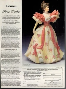 Anuncio impreso publicitario vintage figura de 8,25 pulgadas primer bailarín de vals Lenox 1985 anuncio - Imagen 1 de 1