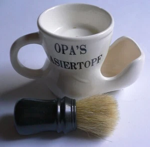 OPA´s Rasierseifenschale / Rasierschaumschüssel mit Pinsel - Porzellan - Bild 1 von 4