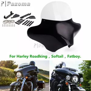 For Harley Road King FLSTF Fatboy Softail Outer Batwing Fairing & Windshield Kit - Picture 1 of 10