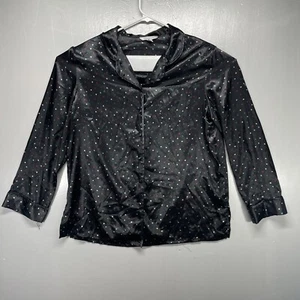 Croft & Barrow Intimates Black Polka Dots Pajama Lounge Pants Shirt Set Large - Picture 1 of 15
