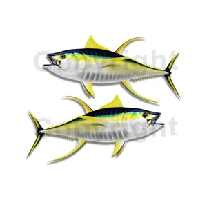 Yellowfin Tuna Sticker Decal Fishing Boat Car Truck Camper Trailer F116 2 Pack - Picture 1 of 1