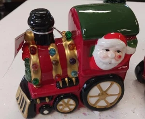 3 PIECE Mr. Christmas Ceramic Lighted Locomotive Train Santa Reindeer Tree NEW - Picture 1 of 4