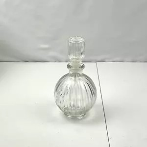Französische Modele Depose Dick Glas Karaffe Gerippt Runde Flasche mit Stopfen 7" - Bild 1 von 6