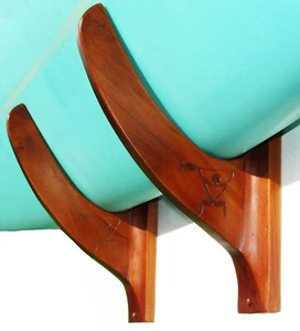 New Set Carved Ancient Hawaiian Paddler Motif Stand Up Surfboard SUP Wall Racks - Picture 1 of 7
