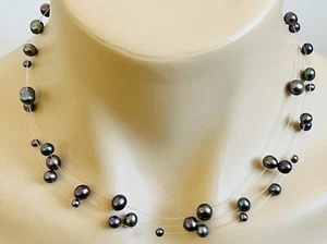 Jacmel JCM Floating Peacock Pearl Triple Strand 16" Necklace W/ 14k Gold Clasp - Picture 1 of 9