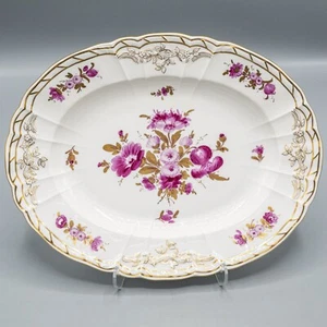 KPM Royal Berlin Oval Serving Platter 12 1/4" Puce Flowers Gold - Picture 1 of 21