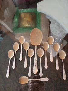 12 Pc Ravinet & Denfert French Sterling Silver Dessert / Ice Cream Set 950/1000 - Picture 1 of 13