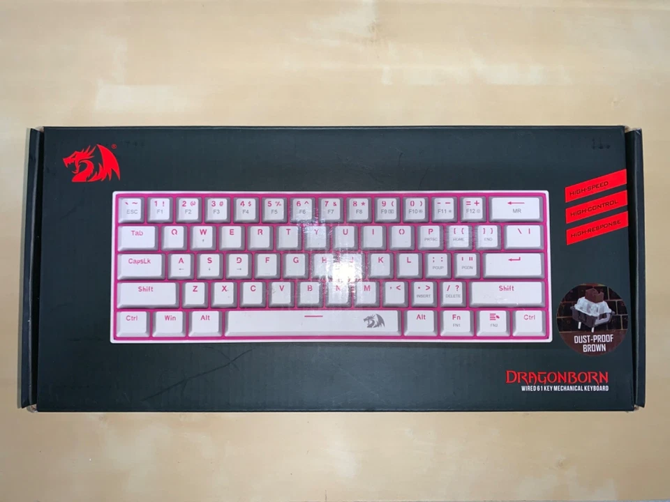 REDRAGON K630W Dragonborn 61 key Wired Gaming Mechanical Brown Switch Keyboard - Image 1 of 4