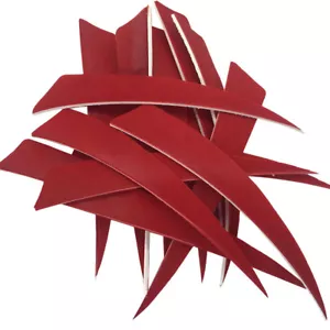Archery Fletches 5inch Shield Cut Red Feather Fletching RW - 50PCS - Picture 1 of 5