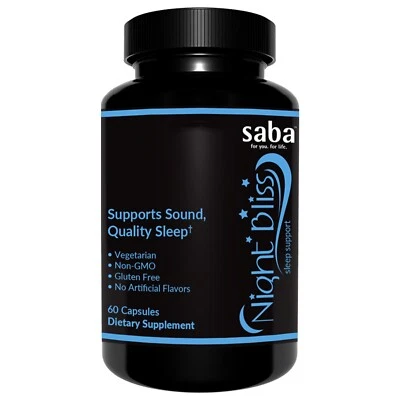 Saba Night Bliss Natural Sleep Aid | Non-Habit Forming | Sleep Supplement - Image 1 of 4