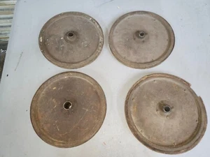 4 Vintage Steel Rim wood Wheels Metal 9.5" Cart Stroller Toy Pedal - Imagen 1 de 17