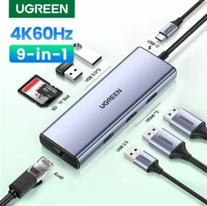 9 in 1 USB-C Type-C HUB Adapter Station USB 3.0 Dual HDMI PD Port Mac UGREEN - Picture 1 of 12