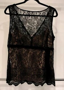 Elegantes schwarzes Spitzen-Tanktop von Ann Taylor Loft - Größe 16 - Bild 1 von 3