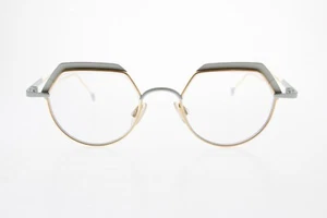 ANNE & VALENTIN CAPELLA 8C41 GOLD WHITE PANTO EYEGLASSES 46-18 MM METAL CASE - Picture 1 of 10