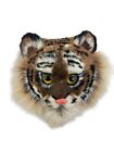 Broche épingle vintage tête de tigre 3-D réaliste yeux dorés rose nez poilu visage