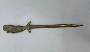 Vintage Solid Brass Sperm Whale Letter Opener 10" Long Ocean Nautical Moby Dick - Picture 1 of 4