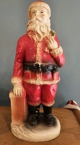 Vintage Chalkware 12.5" Santa Claus Chimney Christmas Bank Plaster Carnival - Picture 1 of 11