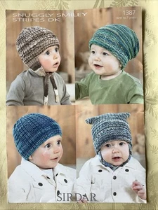 Sirdar Snuggly knitting pattern 1387. DK hats birth - 7 years Original - Picture 1 of 3