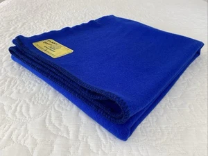 Vintage Girl Guides Vibrant Blue Pure NZ Wool Throw Rug Blanket 130cm x 150cm - Picture 1 of 21