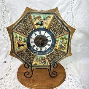 VTG Hand Made Micro Mosaic Wooden Marquetry Khatam And Kari Persian Wall Clock - Picture 1 of 14