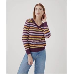 PACT Tg M Maglione Pullover Elasticizzato Scollo V Maglia Cotone Biologico Multicolore - Foto 1 di 9