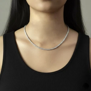 15.00 Carat D/VS Lab-Grown Round Diamond Tennis Necklace In White Gold 17 inches - Picture 1 of 9