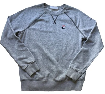 Sudadera Fila Para Hombres Pequeña Gris Cuello Redondo Pullover Bordado Logo Camisa Raglán Foto 1 de 4