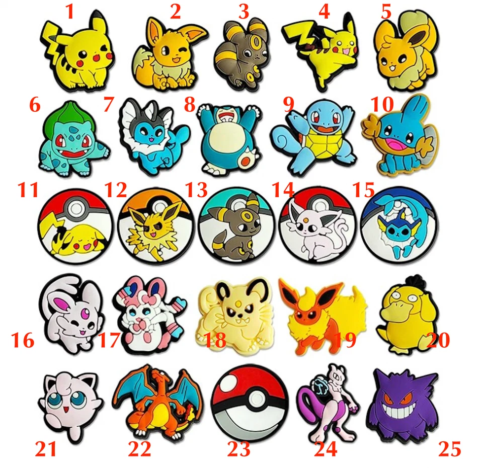 Pokemon Schuh Charms für Crocs Jibbitz Clogs PVC Wasserdicht 1 PORTOKOSTEN
