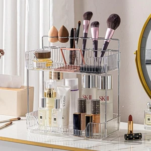 2-Tier Acrylic Makeup Organizer Stylish Counter Organizer for Vanity and Bath... - Picture 1 of 6
