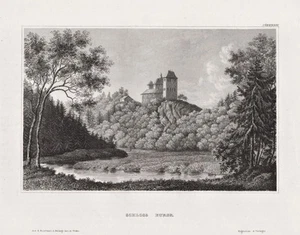 Castillo Burgk Turingia Vista Grabado En Acero 1850 - Imagen 1 de 1