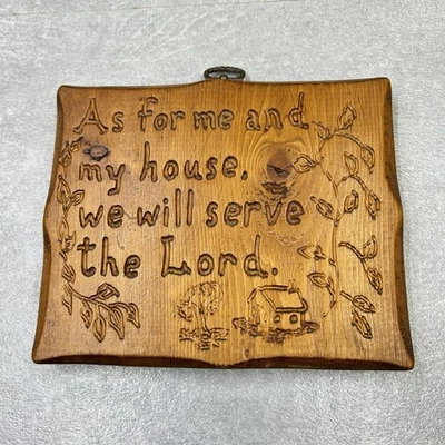 As for Me and My House We Will Serve the Lord - Rustic Wall Art Wood Carved 6x7" - Image 1 of 4