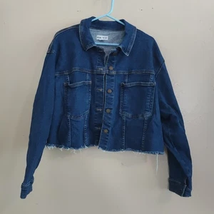 Ava & Viv Size X Jean Jacket Cropped Stretchy - Picture 1 of 9