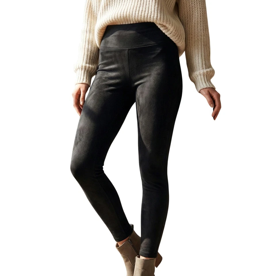 Legging feminina Seven7 camurça sintética M preta cintura alta elástica slim fit nova com etiquetas - Imagem 1 de 4