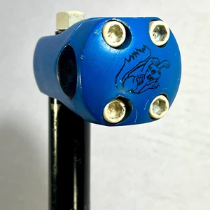 MONGOOSE BMX STEM MAURICE LOGO 22.2mm BLUE Dirt Street Freestyle Mid School used - Picture 1 of 11