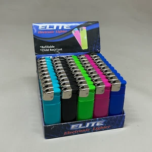 ELITE BRANDS 50-PACK! Elite Electronic Lighter Refillable Multi-Color (new) - Picture 1 of 13