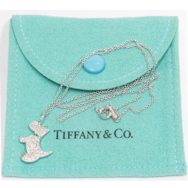 TIFFANY & Co. Ожерелье с подвеской в виде собаки изумруд бриллиант PT950 платина - Изображение 1 из 4