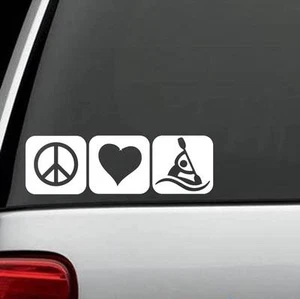Calcomanía de kayak M1079 Peace Love pegatina estante asiento de remo carro portaequipajes arte - Imagen 1 de 1