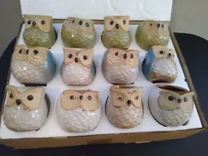 Owl Succulent Pot Set Plants Ceramic Glazed Bird Collectible Pottery Gardening - Picture 1 of 3