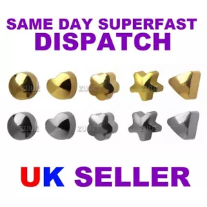 STUDEX ASSORTED SHAPES GOLD PLATED & STEEL EAR PIERCING STUD EARRINGS - Picture 1 of 11