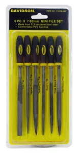 9" Mini File Set 6-pc. T12 Hardened Tool Steel Files Sets Davidson - Picture 1 of 1