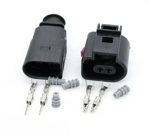 2 Pin Male & Female Connector Sensor Plug Kit Fits VW & AUDI 1J0973802 1J0973702 - Picture 1 of 10