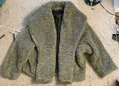 TAIFUN green long sleeve curly fabric coat jacket 8 medium m - Image 1 of 4