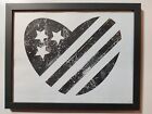 Love USA drapeau américain coeur symbole patriotique art mural noir & blanc décoration maison