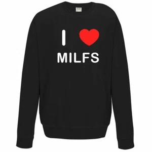 Milfs I Love Sweater Pullover Adult Crew Neck Long Sleeved Sweatshirt - Picture 1 of 34