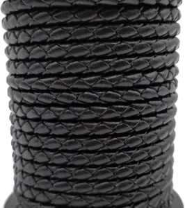 5 Yards 4Mm Braided Leather Strap round Leather Cord for Jewelry Making Bolo Tie - Picture 1 of 12