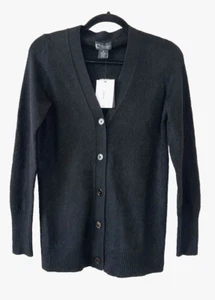 Bloomingdales Größe XS 100 % Kaschmir Knopf Cardigan Pullover Neu mit Etikett $ 198 schwarz D37 - Bild 1 von 8