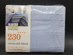 Martha Stewart everyday full flat sheet 230 Cotton blend Cornflower Blue Pin - Picture 1 of 10