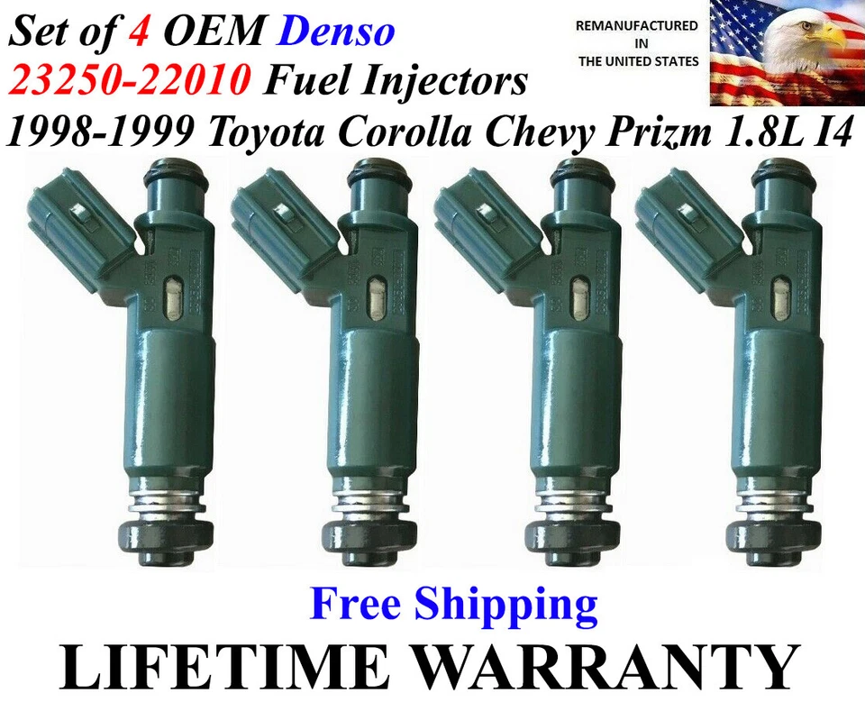 Genuine Set of 4 Fuel Injectors For 1998-1999 Corolla Chevrolet Prizm 1.8L I4 - Image 1 of 1